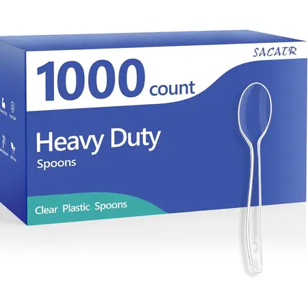 SACATR 1000 Count Clear Plastic Spoons Bulk