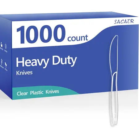 SACATR 1000 Count Heavy Duty Plastic Knives Disposable