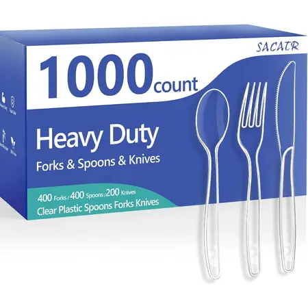SACATR 1000 Count Plastic Silverware Heavy Duty