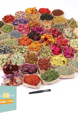 SACATR Dried Flowers 50 Bags Natural Dried Herbs Kit